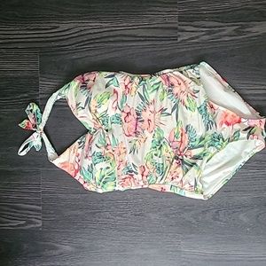 Tropical Flamingo Halter one piece swimsuit